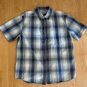 Men’s Carhartt Relaxed Fit Short Sleeve Button Down. Blue/Grey pattern. Size L